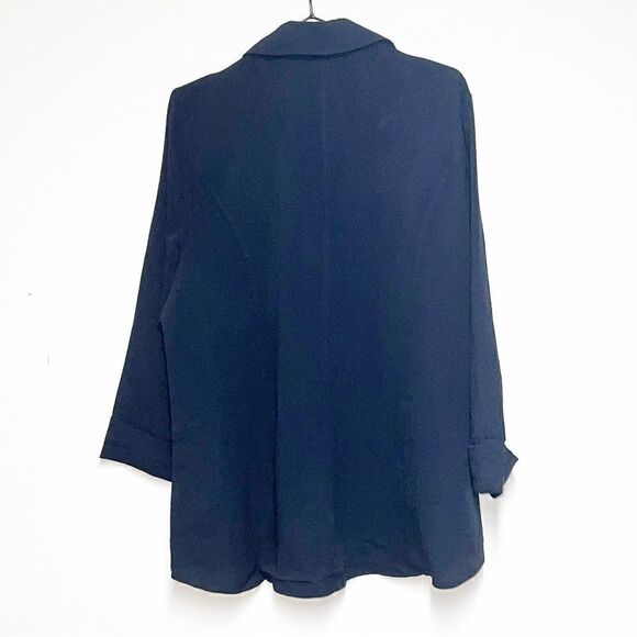 NWT Habitat Clothes To Live In Crinkle Black Button Front Swing Blouse Sz L/XL - Picture 2 of 8